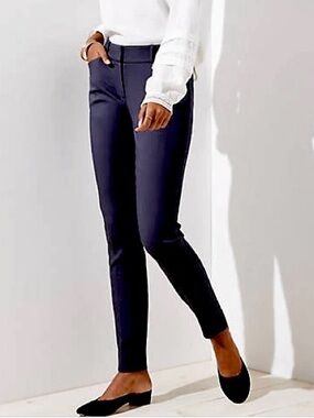 NWT Ann Taylor Loft Marisa Skinny Dress Pants Tailored Slim Trousers Navy Blue